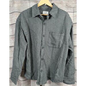 Goodfellow Men’s Heavyweight Flannel Shacket Gray Houndstooth Button Up XL